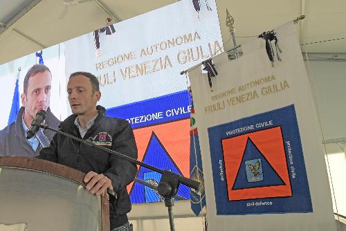 Il governatore Massimiliano Fedriga interviene alla 21^ Giornata del volontario della Protezione civile - Rivolto (Udine), 30 novembre 2019.